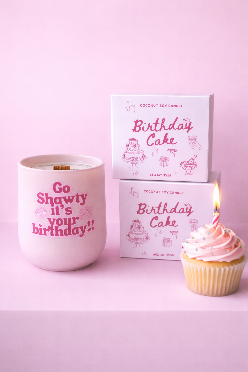 Birthday Cake Candle 355g – Coconut Soy Wax |  Dessert Scent | NZ Handmade Gift