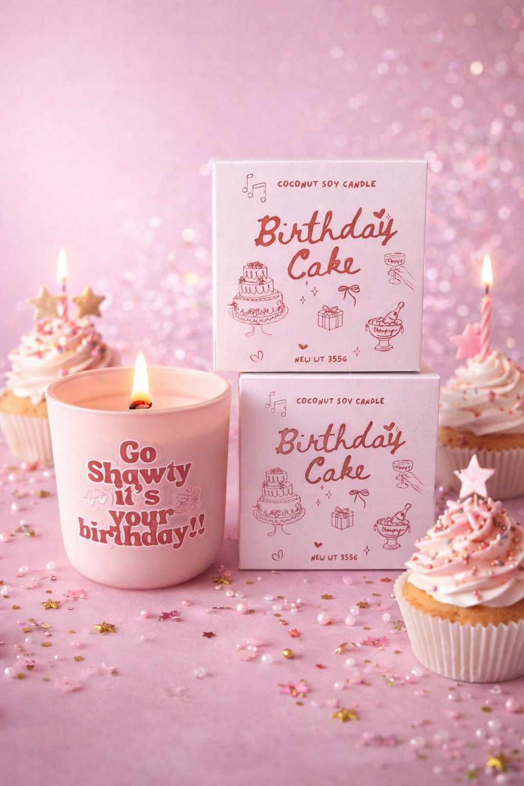 Birthday Cake Candle 355g – Coconut Soy Wax |  Dessert Scent | NZ Handmade Gift